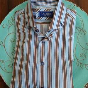 Rashbi Striped Dress Shirt with Cutaway Collar